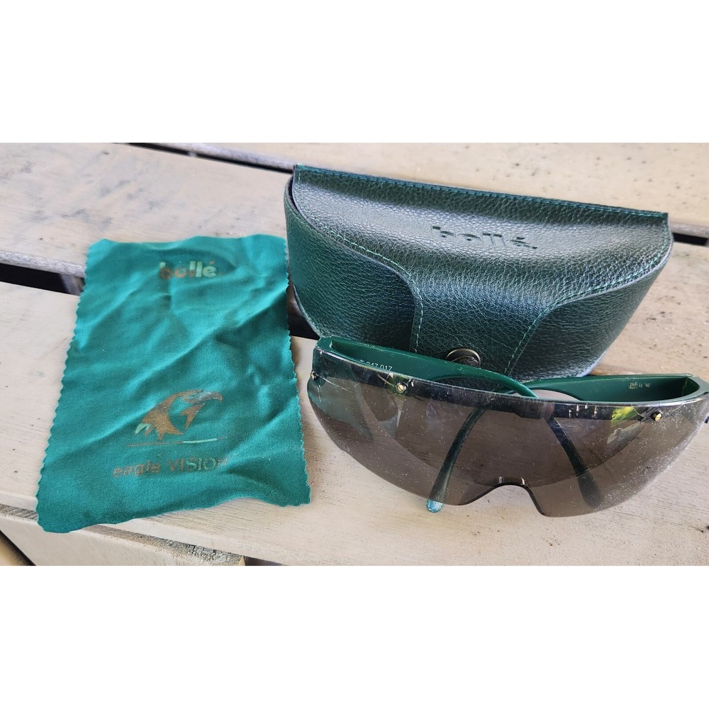 Vintage 1980S BOLLE EAGLE VISION SUNGLASSES & CASE GREEN‎ FRANCE VIPER TYPE VG